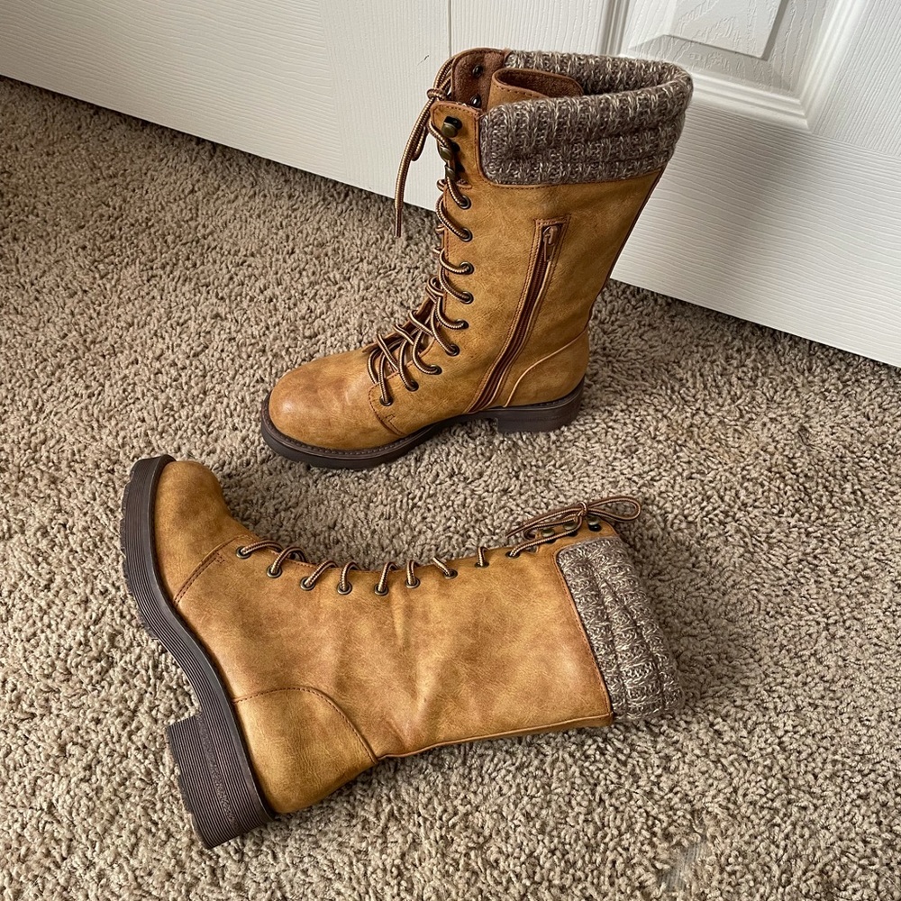 MIA Micah Jenson PU leather soft mid calf combat boot size 6.5